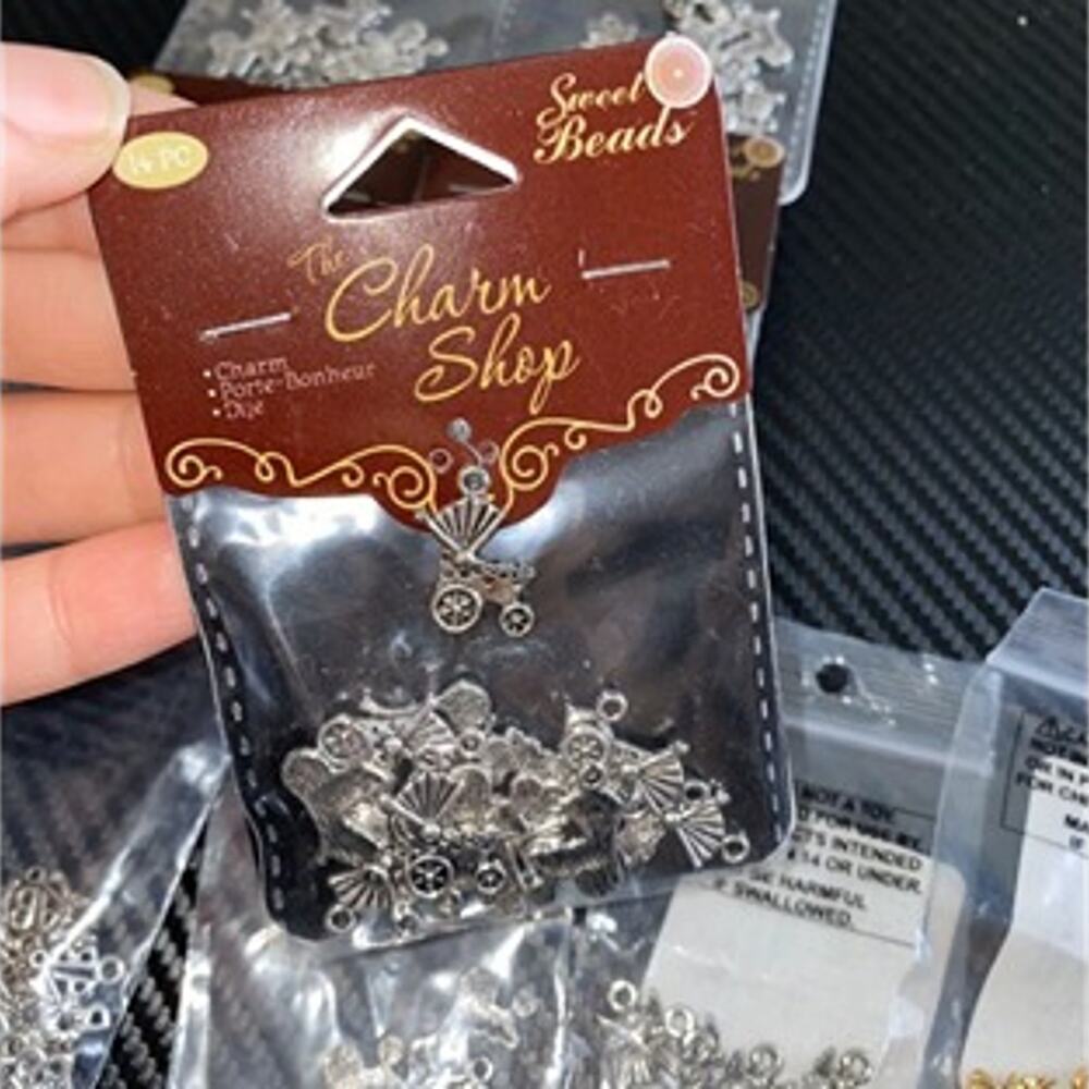125 Charms! Assorted Gold and Silver Baby Charms Jewelry Making Crafts Supplies - Picture 5 of 7